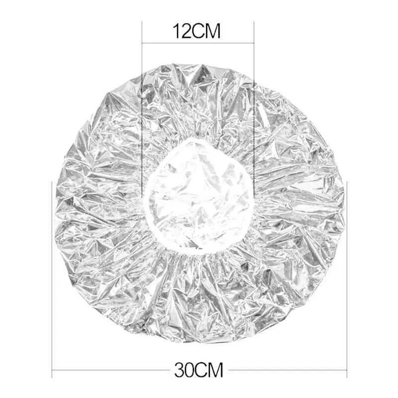 Aluminum Foil Waterproof Hat Spa Hair Salon Shower Cap Baking Oil Styling Tools Applicable to Women's Makeup and Removal - Цвет: Серебристый