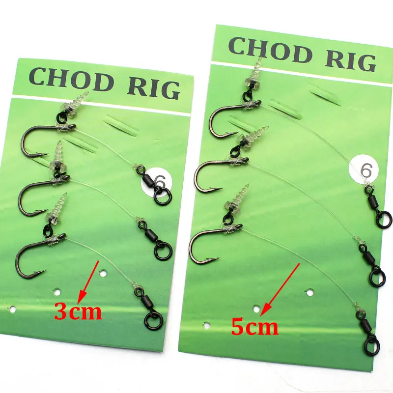 3pcs Carp Fishing Accessories Ready Tied Chod Rig With Barbed Carp