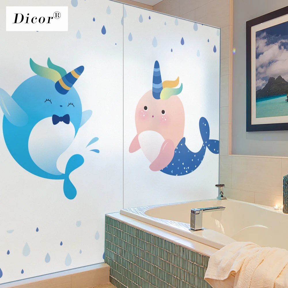 DICOR Kawaii, серия океанских животных, витражное окно, пленка для детских комнат, матовые, непрозрачные, защитные пленки для ванной комнаты, новинка, BLT2251
