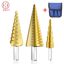 1/3Pcs/lot Professional HSS Steel Large Step Cone Triangular handle Coated Metal Drill Bit Cut Tool Set Hole Cutter 4-12/20/32mm