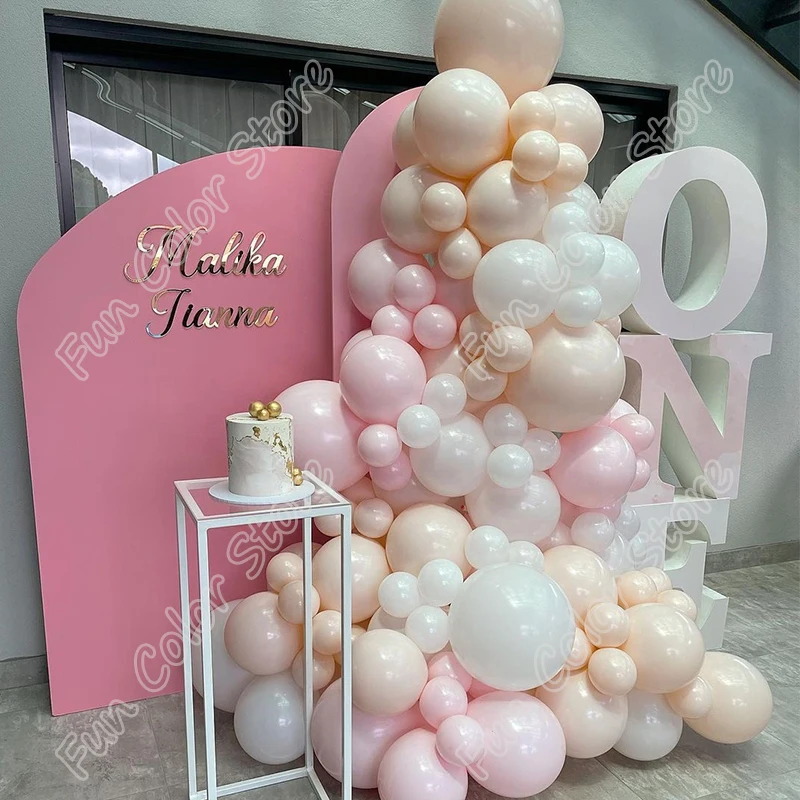 

121pcs Doubled Macaron Pink Happy Birthday Party Wedding Backdrop Free Shipping Latex Welcome Balloon Arch Baby Shower Decor Kit