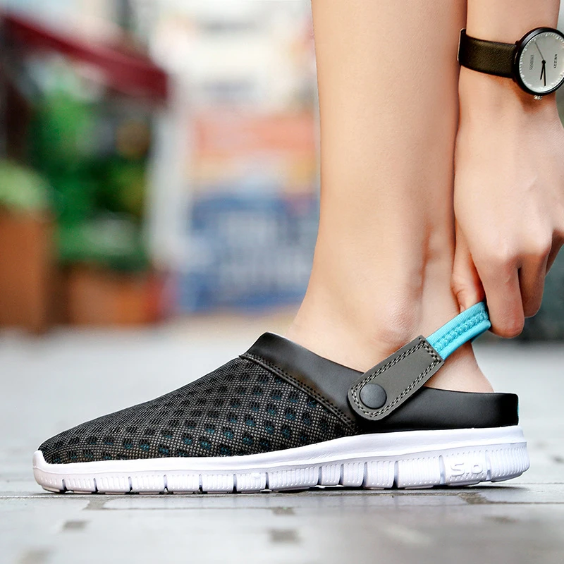 New song card 2020 summer new mesh sandals and slippers dongdong sandals beach shoes plus size non-slip lazy slippers Sandalias