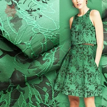 Дизайнерская Роскошная зеленая жаккардовая парчовая ткань с цветочным принтом для платьев, пальто, костюмов, плотная ткань tejido SP3820