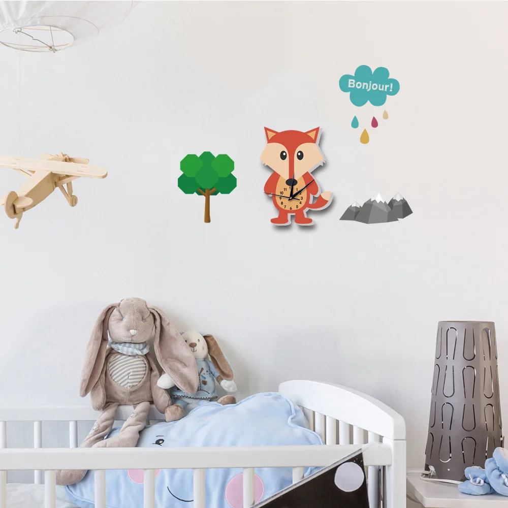 cuckoo wall clocks Dinosaur Children Wall Clock Modern Design ins 3D DIY Cartoon Kindergarten Mute Reloj de Pared Kids Living Room Home Decoration white wall clock
