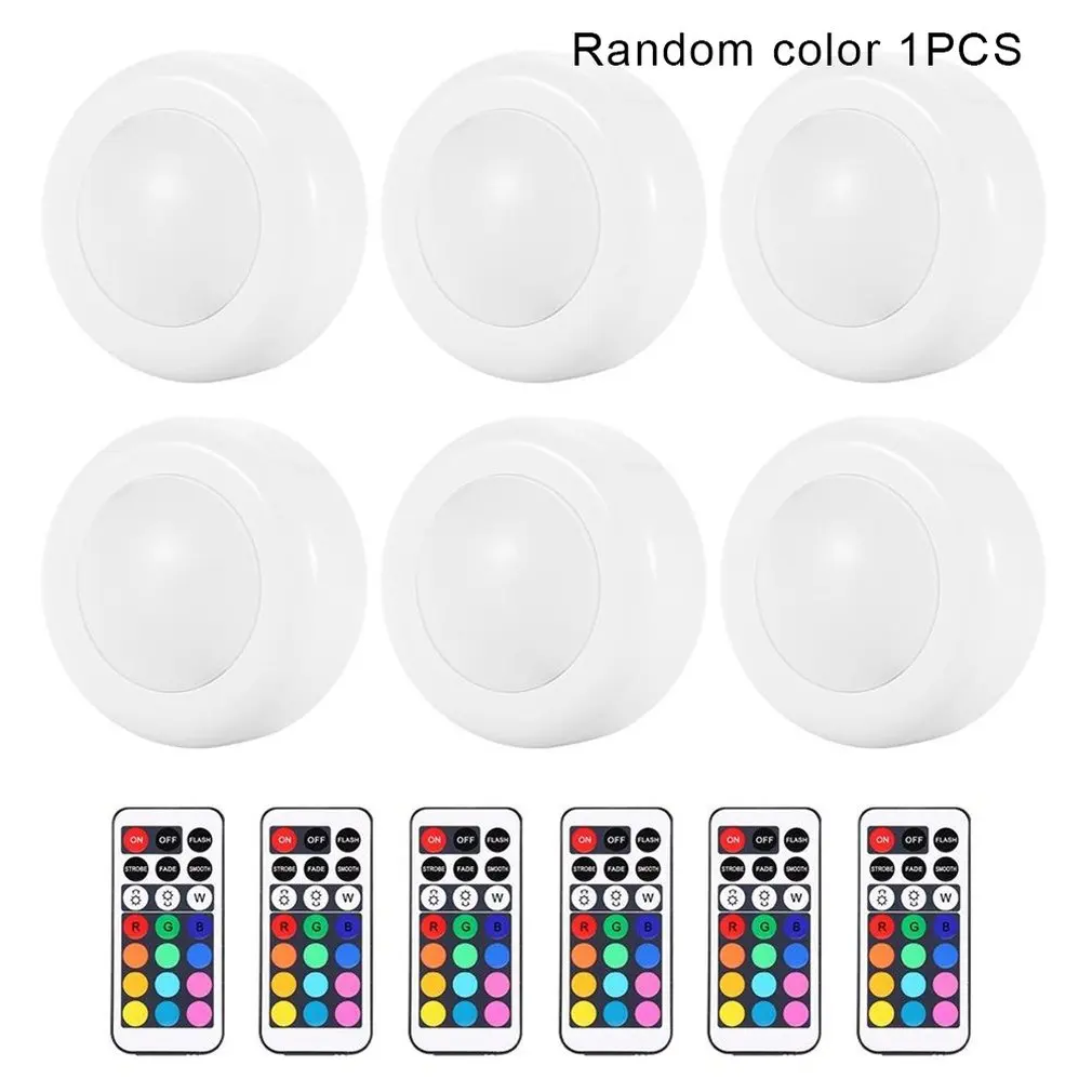 Беспроводные Светодиодные светильники для освещения шкафа Rgb изменение цвета шайба светильник с дистанционным управлением сенсорный датчик светодиодный ночной Светильник скидка