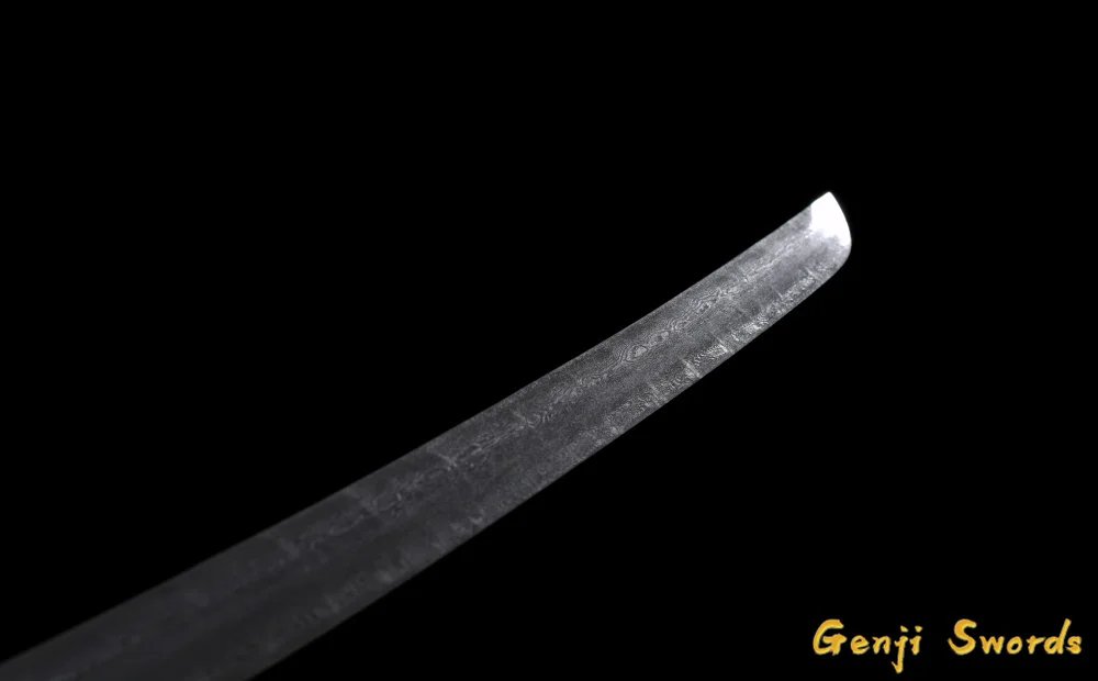 Ancient Handmade Katana Japanese Samurai Straight Sword Sharp Edge Damascus Folded Steel Antique Blade by Yongli Sword