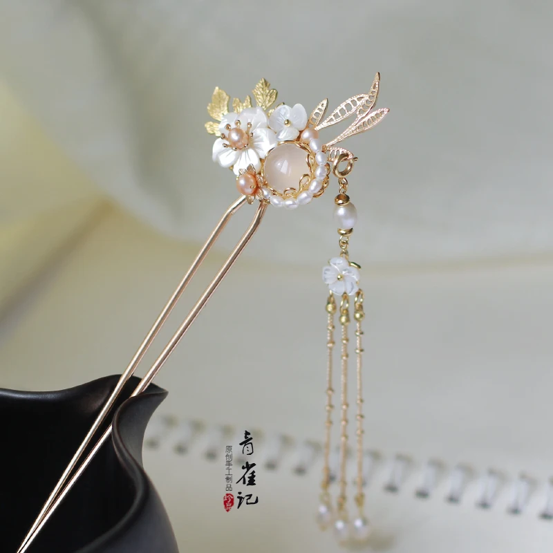 

vintage pearl handmade shell tassel hair bun kimono COSPLAY hanfu hairpin hair sticks Hair accessories Headwear do-up tools