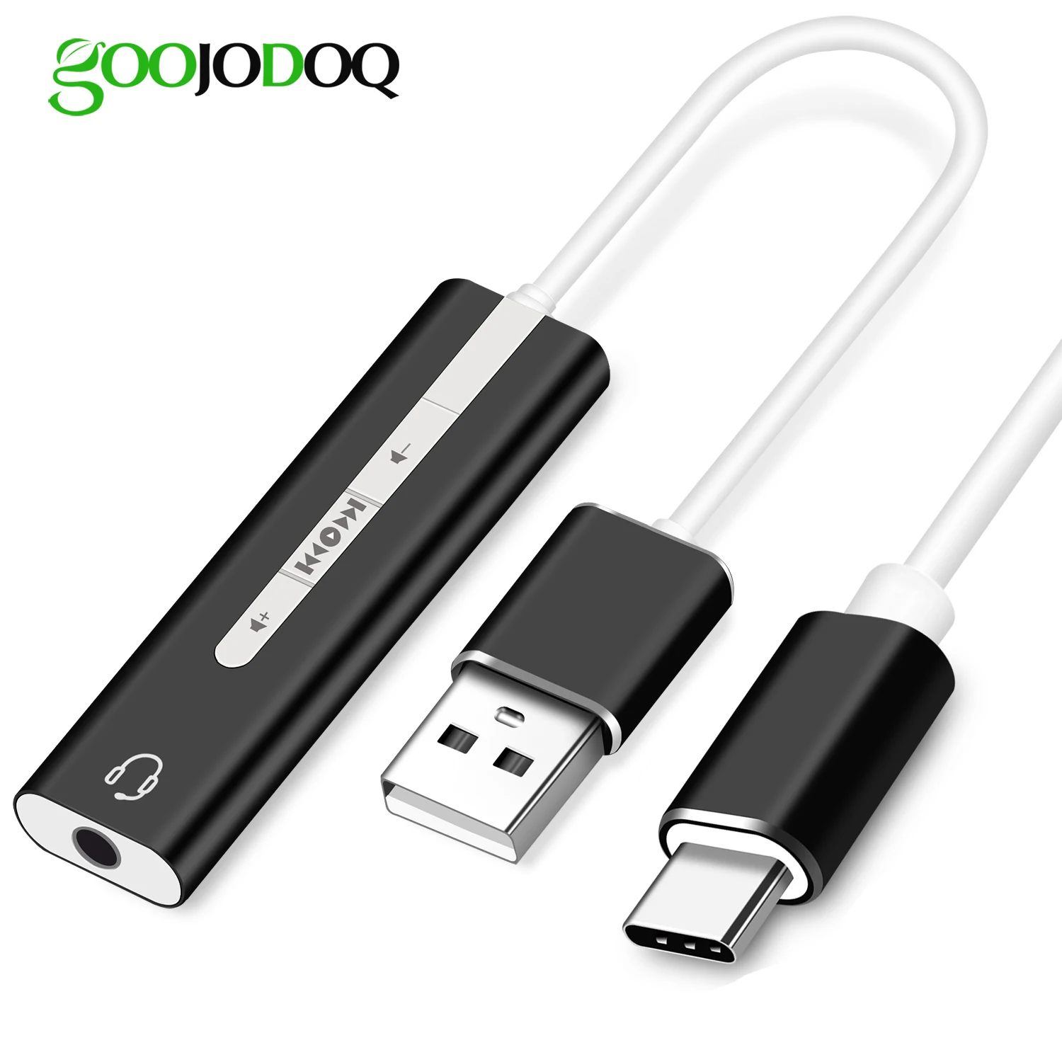 2 в 1 USB внешняя звуковая карта C / 3 0 до 5 мм разъем аудио микрофон адаптер для