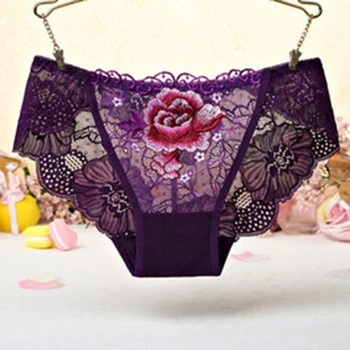 

Elastic Waist Plus Size Briefs Sexy Transparent Underwear Comfortable Lace Women Panties New Lingerie