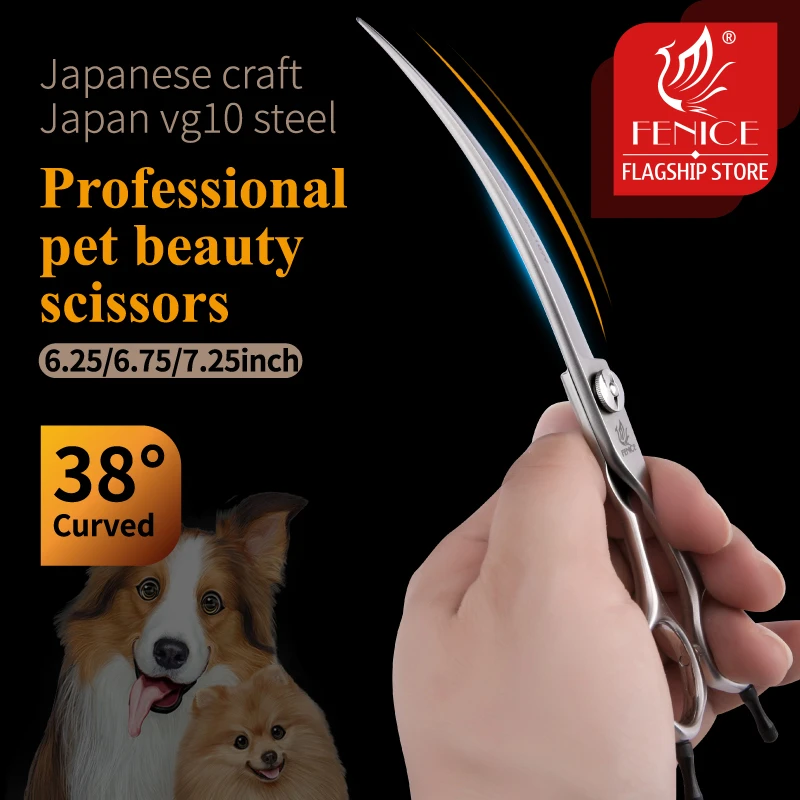 Fenice Professional Dog Grooming Curved Scissors VG10 Stainless Steel
