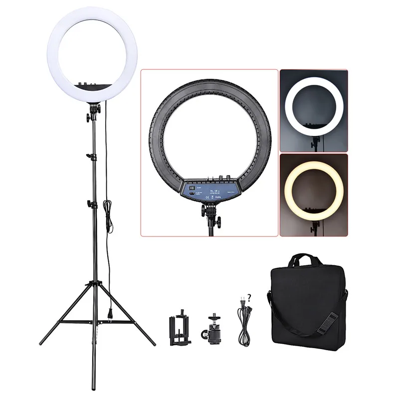 FOSOTO RL-18II Ring Lamp 18 Inch Photographic Lighting Ringlight 512Pcs Led Ring Light With Tripod For Camera Phone Makeup
