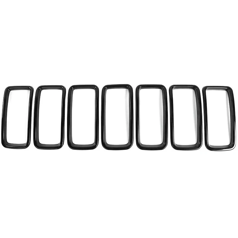 for Jeep Renegade 2019 2020 Front Grille Inserts Exterior Accessories ABS Black 7 Pack | Автомобили и мотоциклы