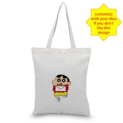 Crayon Shin-chan Холщовая Сумка-тоут текст DIY печать на заказ логотип сумка для покупок эко многоразовая утилизация ежедневного использования