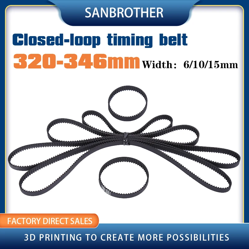 

GT2 Closed Loop Timing Belt Rubber 2GT 6mm320 322 324 326 328 330 332 334 336 338 340 342 344 346mm Synchronous 3D Printer Parts