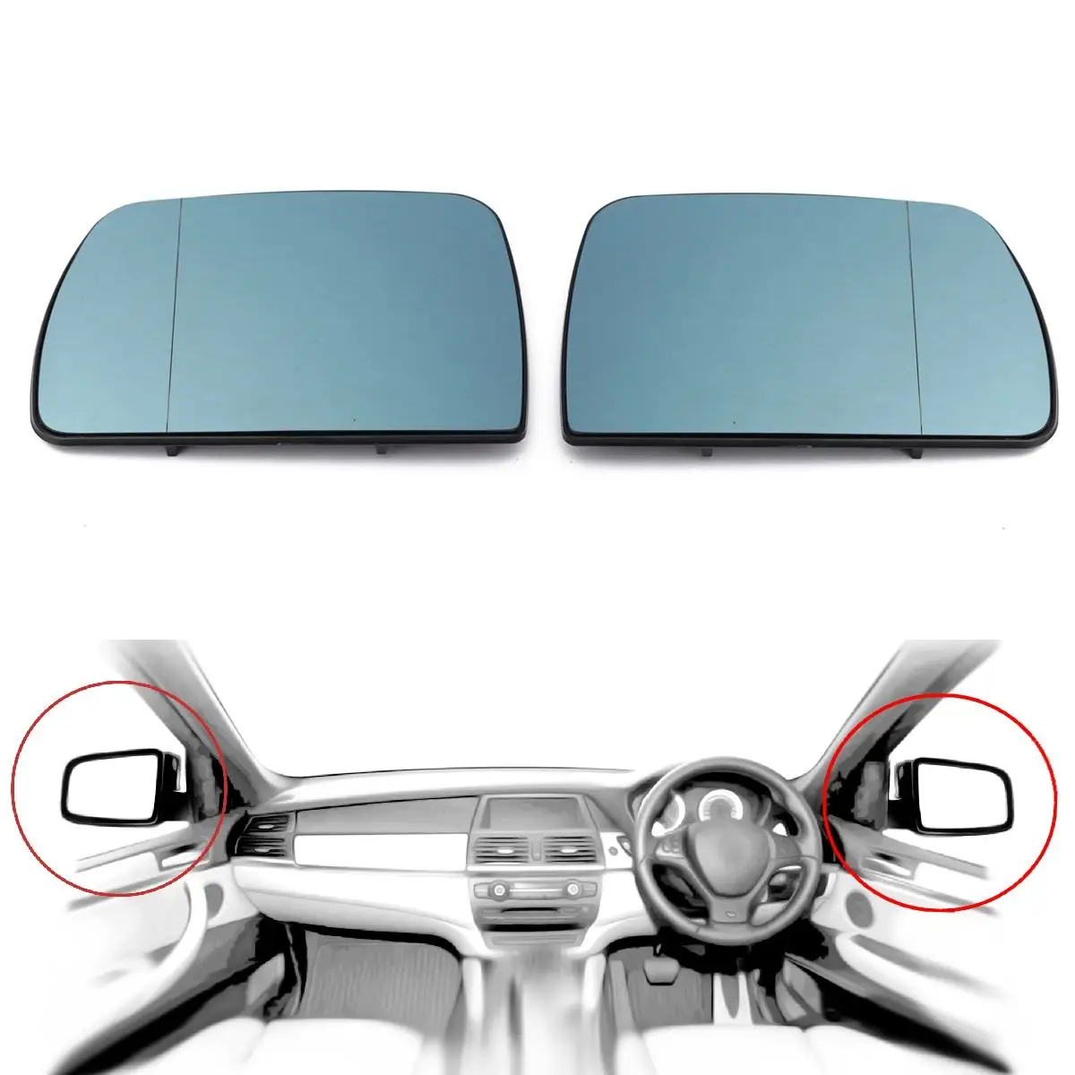 Левый и правый сторона синий с подогревом Электрический Широкий формат боковое зеркало Стекло для BMW X5 E53 1999 2000 2001 2002 2003 2004 2005 2006