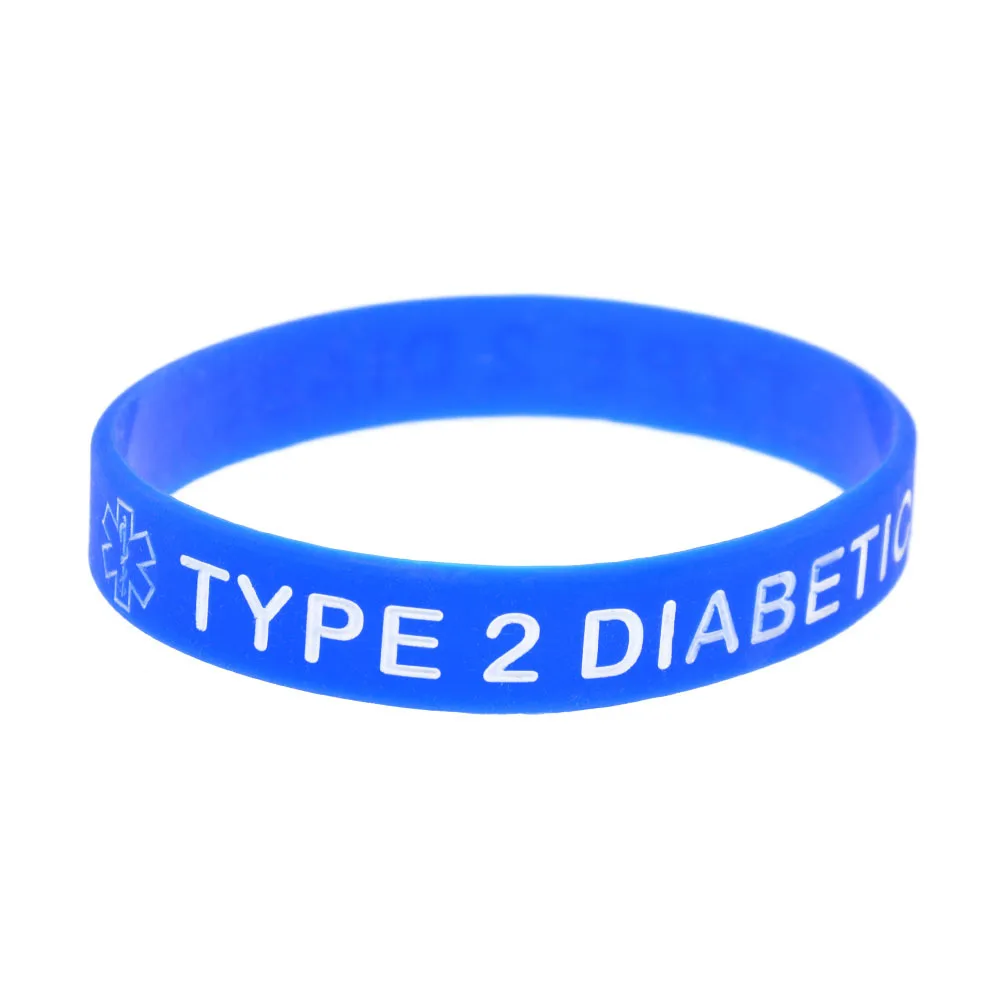 Silicone Wristband TYPE 2 DIABETIC Medical Warning Bracelet