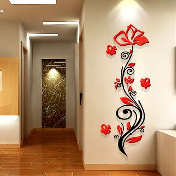 

Rose Flower Crystal 3d Three-Dimensional Mirror Decoration Wall Stickers Entranceway Tv Background Sofa Self-Adhesive Painting