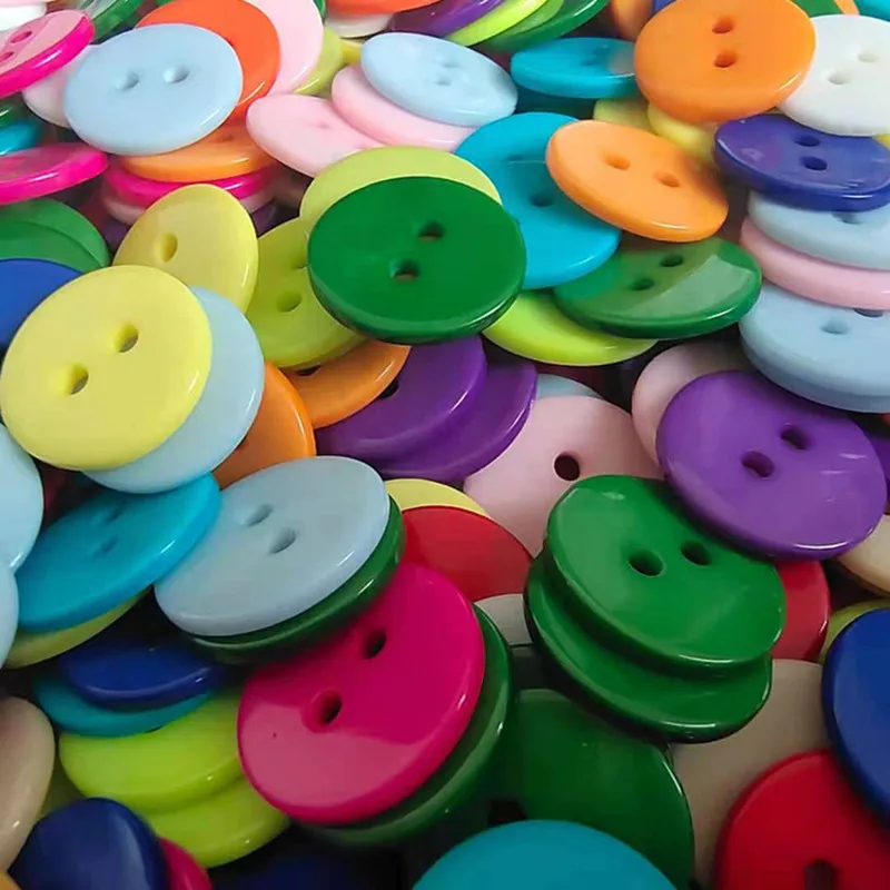 100 Pcs 9-25MM Assorted Plastic Buttons 4-Hole Round Mixed Color Durable Craft Resin Shirt Buttons Sewing Accessories DIY Crafts 2