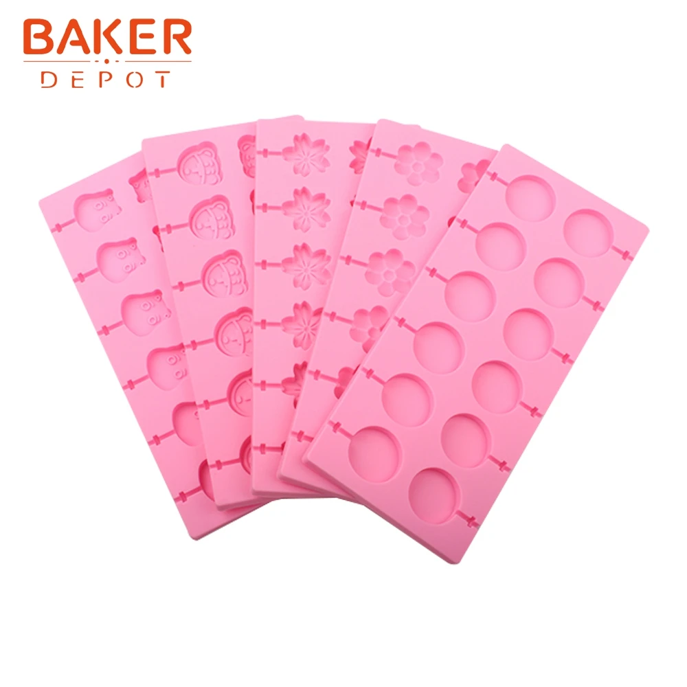 BAKER DEPOT оптом силиконовые формы для леденцы Конфеты Шоколад круглый клейкий бисквит форма цветок Торт Украшение Инструмент Упаковка из 10