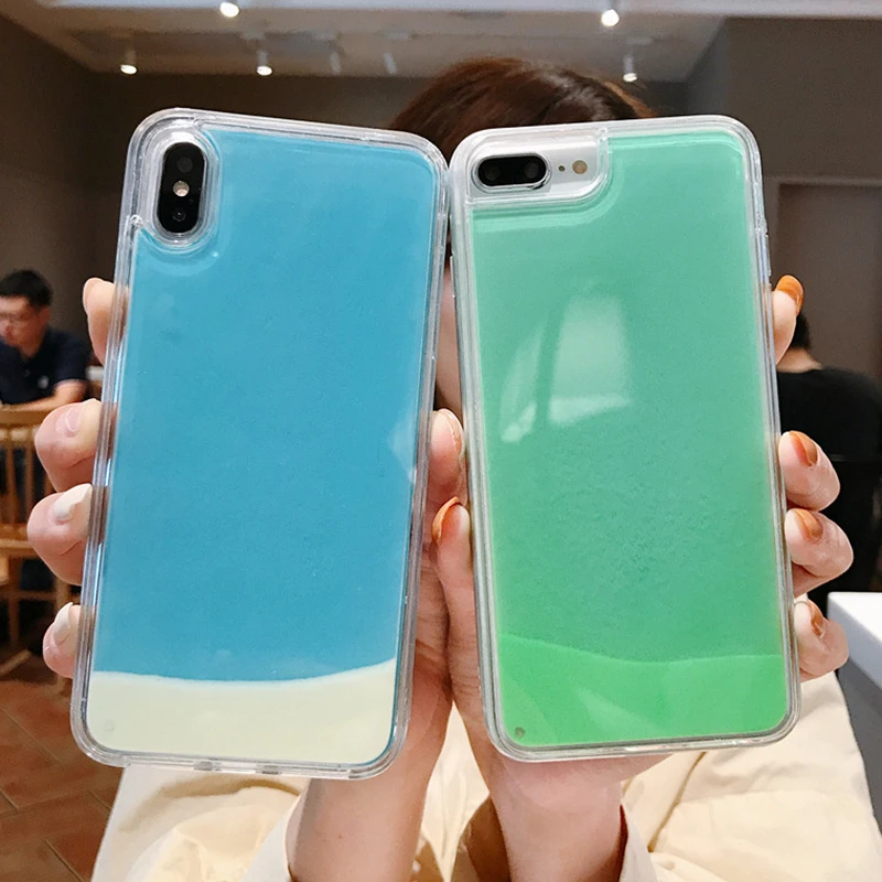 Светящиеся неоновые песком чехол для samsung A10 A20 A30 A50 A70 A5 A7 S6 край S7 J3 J5 J7 J4 J6 2017 2018 с