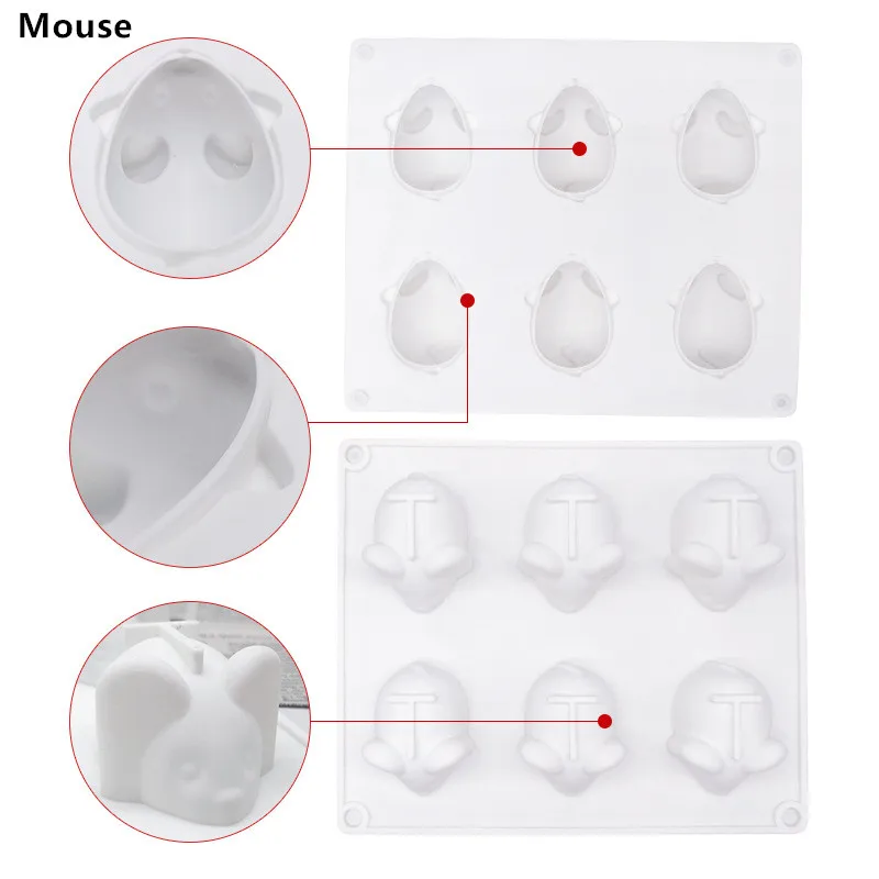 SHENHONG 6 отверстий Кролик Мышь силиконовая форма для выпечки пуддинг кондитерские изделия для выпечки муссов шоколадная сковорода десертная форма украшения