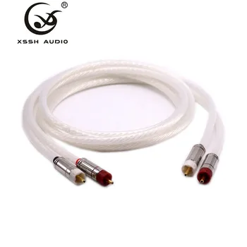 

XSSH High Fidelity Dutch Silver Fever Speaker Front and Back Audio Line HIFI Double RCA Audio Gallbladder Power Amplifier Signal