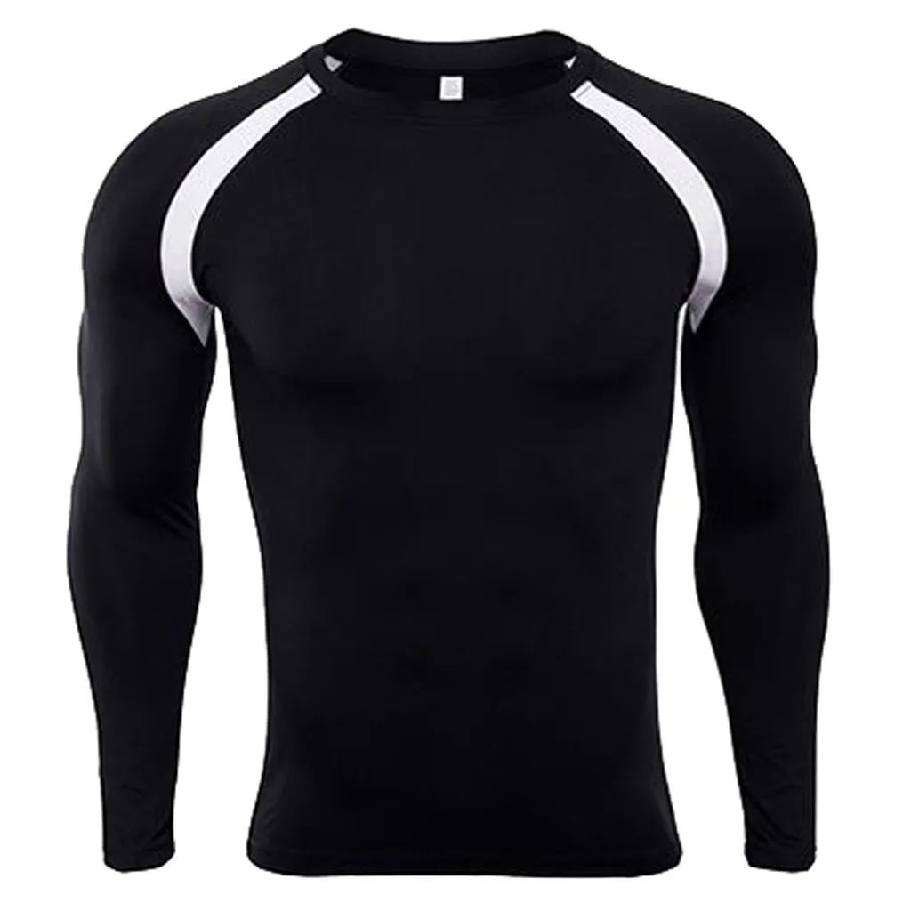 

SHUJIN Mens Fitness Long Sleeves Bodybuilding Skin Tight-drying Tight Thermal Compression Quick-drying long-sleeved T shirt Tops