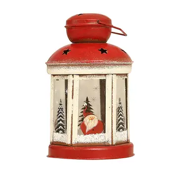 

Christmas Snowman Candle Lantern Retro Iron Night Light Window Wall Hanging Ornament New Year Home Decoration