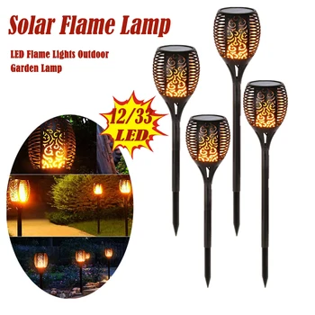 

Solar Powered LED Flame Lamp Waterproof 33LED Lawn Flame Flickering Torch Light Outdoor Solar LED Fire Lights Garden Decoration