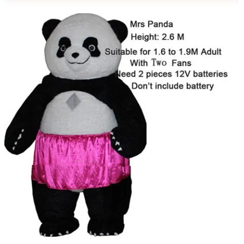 2 м/3M надувной китайский костюм-талисман в виде панды на Хэллоуин, вечерние костюмы для костюмированной вечеринки, платье для игр, рекламный костюм для взрослых, размеры от 1,7 до 1,88 м - Цвет: 2.6m tall Mrs Panda