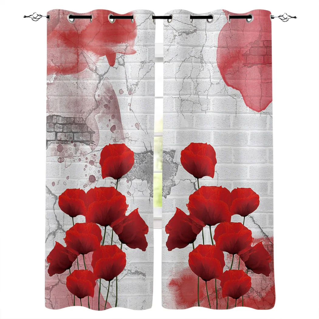 Poppy Цветочные занавески для кухни домашний декор Детские с люверсами обработка окон занавес s и вечерние
