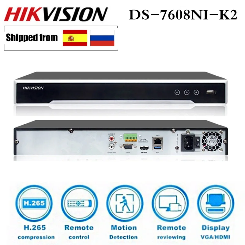 Оригинальная Hikvision DS-7608NI-K2 английская 8CH без POE версия 4K H.265 сеть NVR видеорегистратор поддерживает 2 шт. HDD