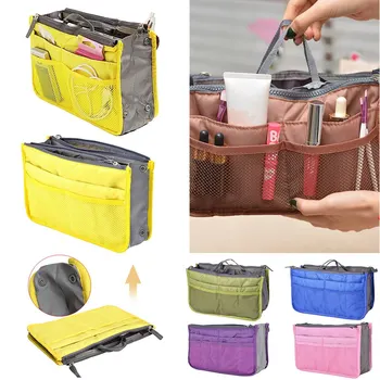 

2019 Fashion Women Ladies Portable Travel Cosmetic Bag Insert Handbag Organizer Purse Liner Organize Bags Make Up Storage Bag
