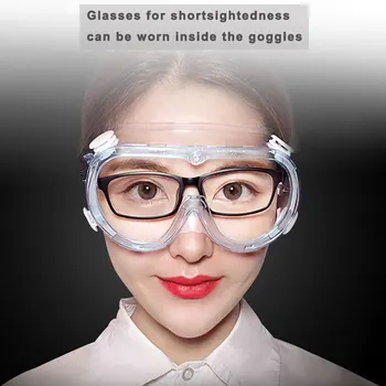 

Protective Safety Goggles Reusable Vent Reusable Transparent Clear Anti-Fog Dustproof Anti-Splash Eyewear