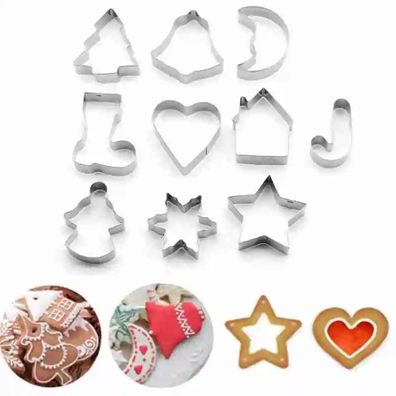 

10pcs Cookie Mold For Christmas Party Decoration Cookie Cutters Biscuit Fondant Cookie Mould Baking Cake Tool