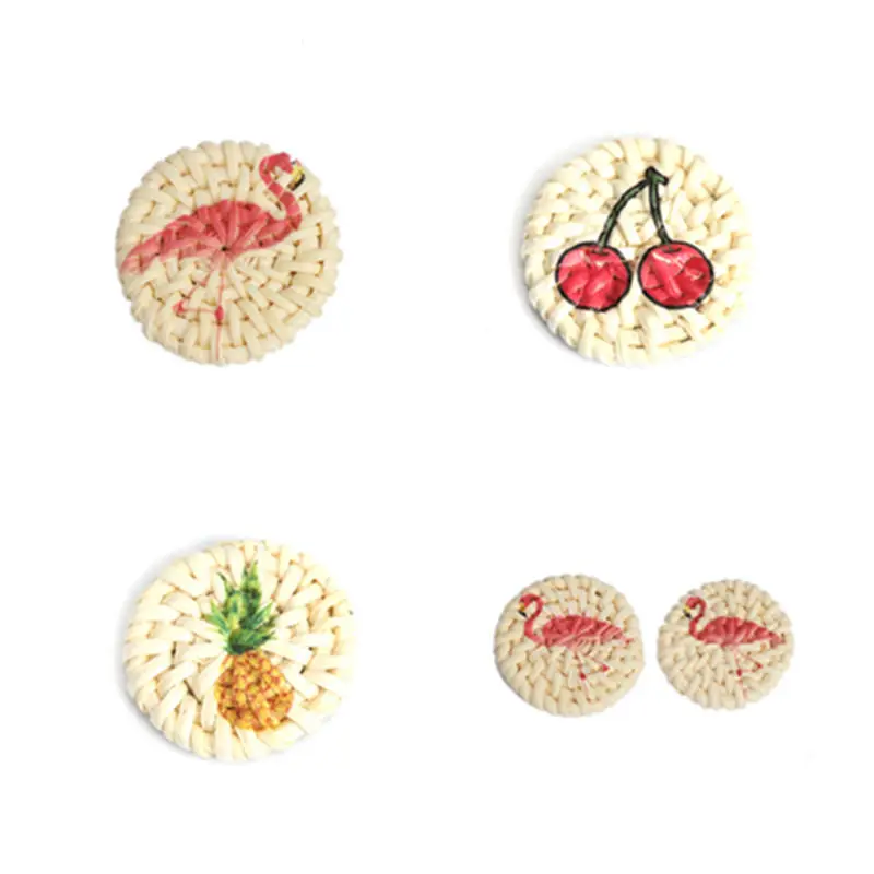 Ротанговые соединители 2 шт. круглые плетеные ручной работы с изображением