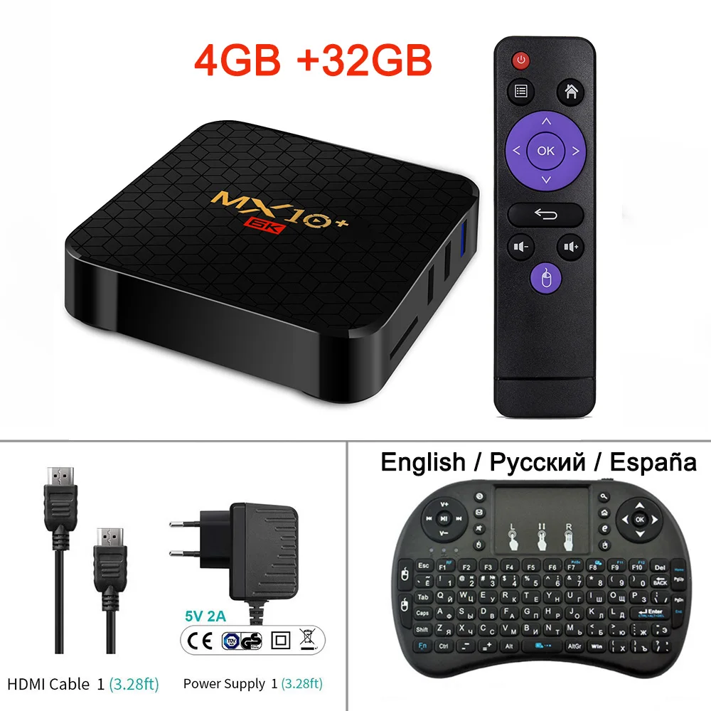 ТВ-бокс MX10 Plus Smart tv Box Android 9,0 Allwinner H6 UHD 4K медиаплеер 6K декодирование изображения 2,4G 5G WiFi USB3.0 Android бокс ТВ - Цвет: 4GB 32GB I8 Keyboard