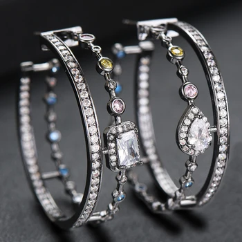 

LARRAURI Luxury AAA Crystal Big Hoop Earrings For Women Girls african bohemian Jewelry Girls Earrings Ear Accessories