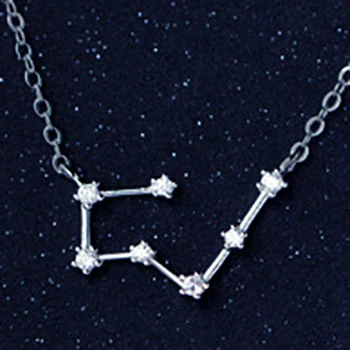 New Design 12 Constellations 925 Sterling Silver Fashion Zircon Women's Necklaces Gorgeous Jewelry Clavicular Chain - Цвет камня: Taurus