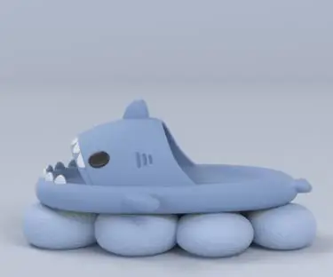 Funny Children Parent Adult Slippers Cute Shark-shaped Home Non-slip Boys Kids Slippers Toddler Girls Shoes Man Women Slippers Royal Blue