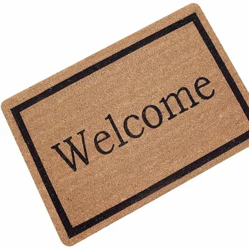 

1Pc Welcome Door Mat Durable Rubber Carpet Floor Mat Water Absorption Non-slip Pad Ultra-thin Gate Rug (Light Brown)