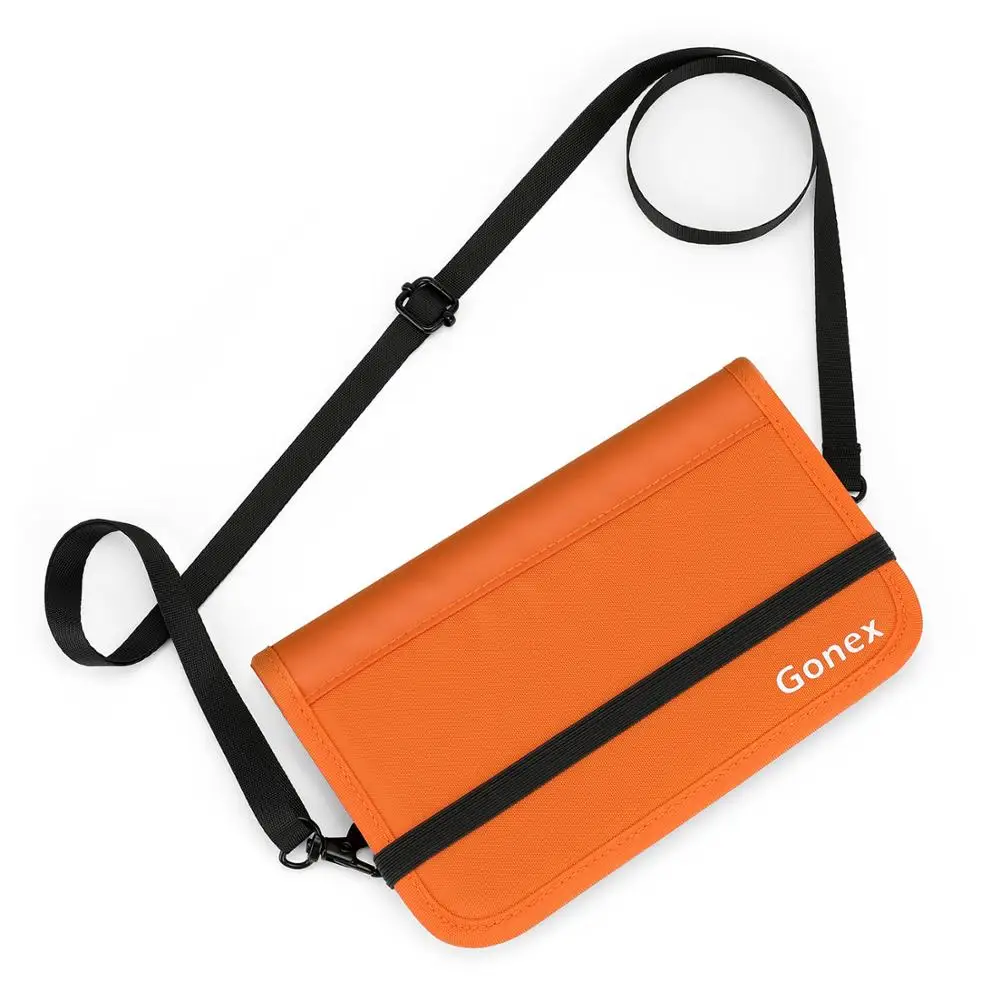 Gonex RFID Блокировка дорожный бумажник для паспорта водоотталкивающий полиэфирный органайзер для документов чехол на молнии со съемным ремешком - Цвет: Orange