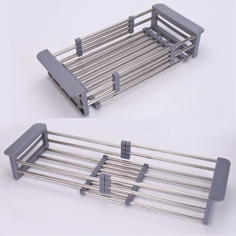 Dolked Sink Telescopic Rack, Expandable Storage Drain Basket Sink