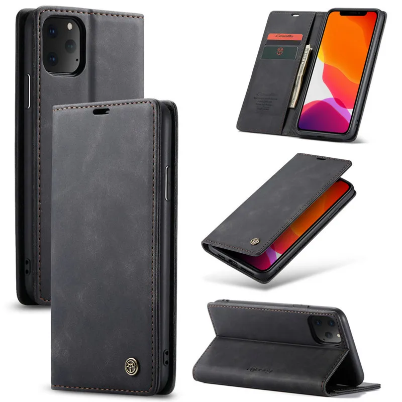CaseMe кожаный чехол кошелек для iPhone 11 Pro Max винтажный откидной Магнитный X XS XR 6 6S 7 8 Plus