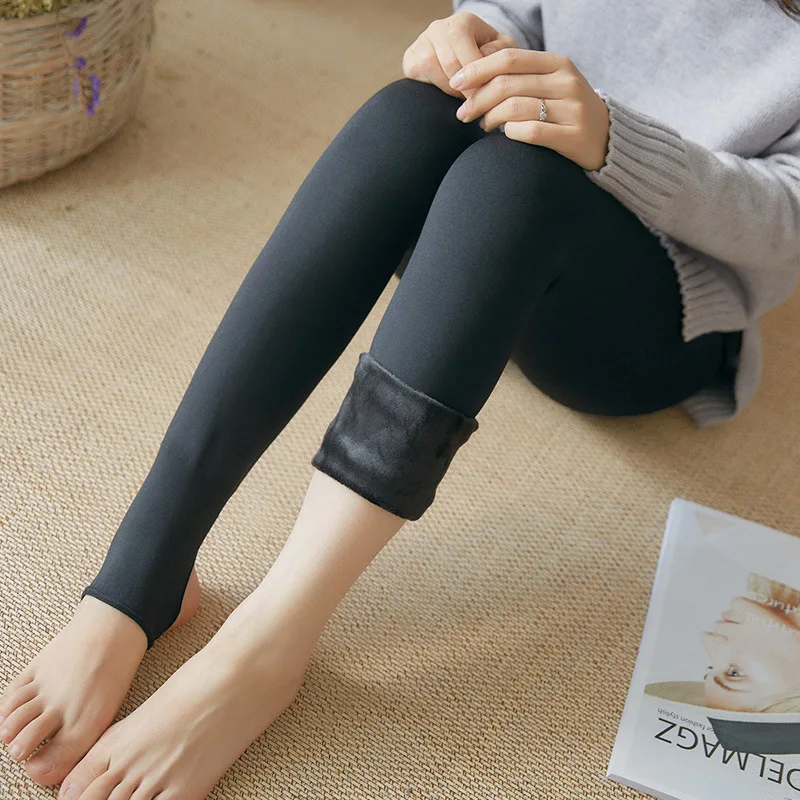 Tights Women Leggings For Winter Plus Velvet Warm Pantyhose Female Sexy  Black Beige High Waist Elastic Thick Women Stockings