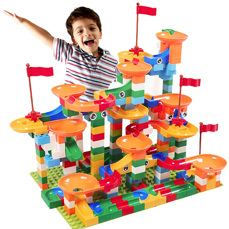 

Kitoz Big Mega Size Marble Race Run Maze Ball Track Funnel Slide Building Block Brick Educational Toy Compatible With Lego Duplo