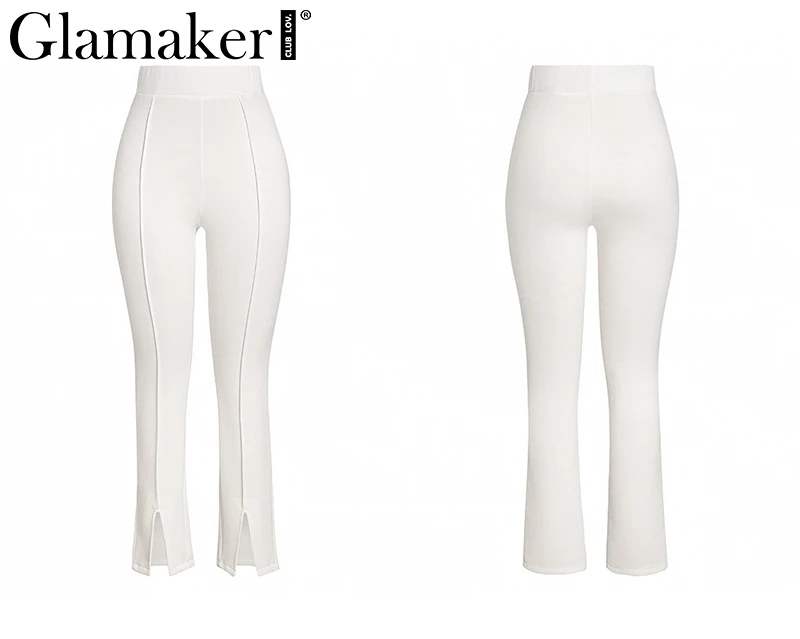 Glamaker однотонные повседневные брюки с высокой талией, женские облегающие брюки с разрезом, женские офисные модные брюки, элегантные брюки