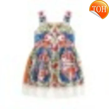 

Baby Girl Clothes Summer Cute Printed Sweet Lace Side Strap Dress Kids Children Clothes Princess Party Dresses