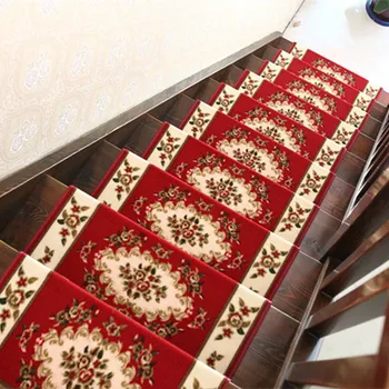 

European style 10 Pcs Stair Carpet Sets Slip Resistance Stair Tread Mats Step Rug For Stair Luxury Fit For 25cm Width Stair pad