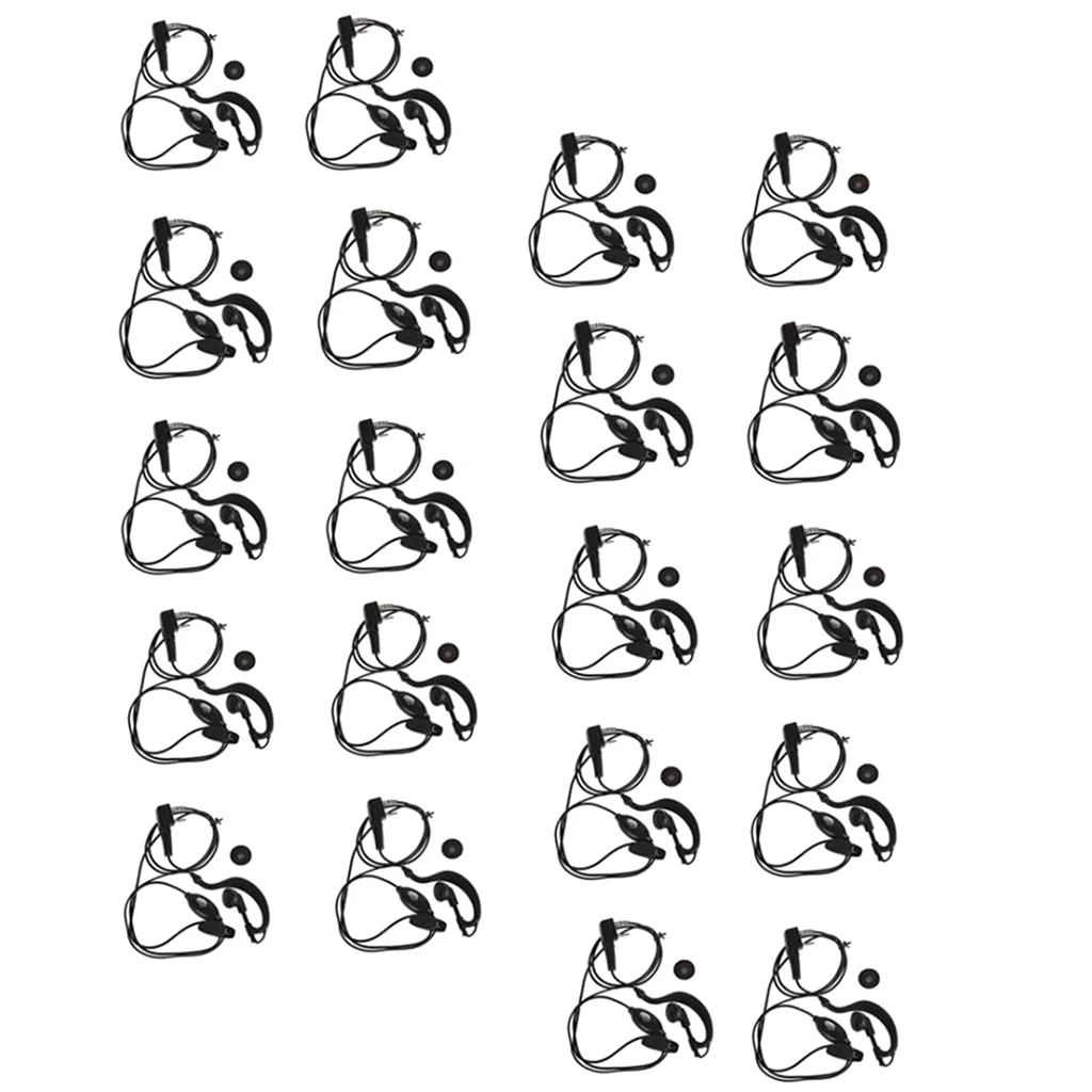 20 Pieces G Type Soft Ear Hook Earpiece Headset with Push to Talk and Microphone for Linton Walkie Talkie